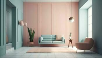 modern Wohnung mit komfortabel Sofa und elegant Dekor generiert durch ai foto