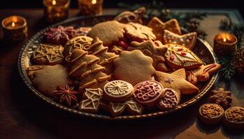 hausgemacht Lebkuchen Kekse, ein Winter Genuss generiert durch ai foto