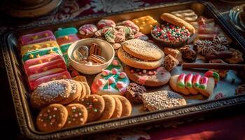 nachsichtig hausgemacht Dessert Teller mit Gourmet Variationen generiert durch ai foto