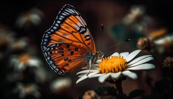 beschwingt Schmetterling bestäubt Gelb Blume im Sommer- generativ ai foto