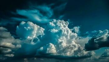 flauschige Kumulus Wolken Farbe beschwingt Sommer- Himmel generativ ai foto