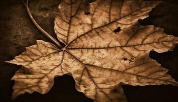 beschwingt Herbst Blatt, texturiert Vene, organisch Schönheit generativ ai foto