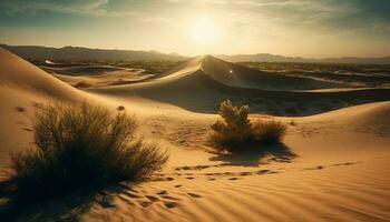 wellig Sand Dünen im trocken Afrika Hitze generiert durch ai foto