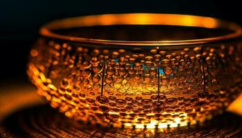 Luxus Whiskey Glas spiegelt Gold farbig Feier generiert durch ai foto