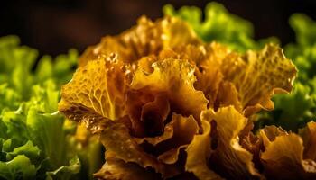 frisch Grün Salat mit Blumenkohl und Blume Blütenblätter generiert durch ai foto