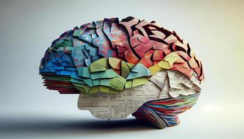 Mensch Gehirn mit Papier Farben ,generativ ai foto
