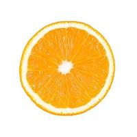 Orangenfruchtscheibe lokalisiert auf weißem Hintergrund foto