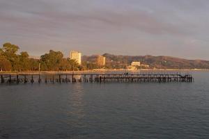 Navy Pier bei Sonnenuntergang Stadtbild und Meer foto