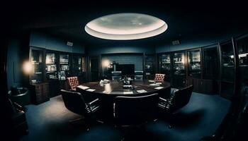 Luxus Büro Stuhl im modern Gebäude Innere generiert durch ai foto
