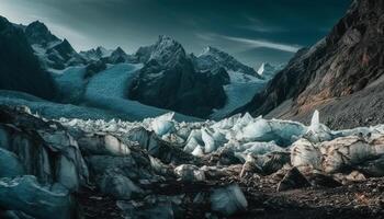 Abenteuer wartet im das majestätisch Arktis Berg Angebot Landschaft generiert durch ai foto