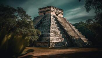 das uralt Pyramide von chichen Itza, ein berühmt archäologisch Ruine generiert durch ai foto