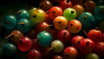 saftig Blaubeere Tropfen auf frisch Grün Blatt, perfekt Sommer- Snack generiert durch ai foto