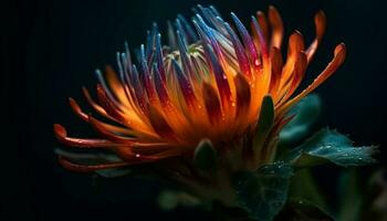 beschwingt Lotus Wasser Lilie im dunkel Teich, Schönheit im Natur generiert durch ai foto