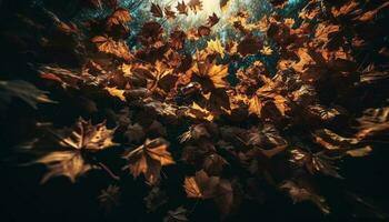 beschwingt Herbst Laub im multi farbig Wald, Schönheit im Natur generiert durch ai foto