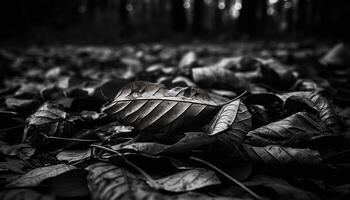 Herbst Blätter fallen, Natur Tod im ein einfarbig Wald generiert durch ai foto