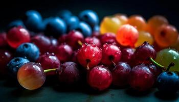 saftig Beere Früchte im ein bunt Schüssel, ein gesund Snack generiert durch ai foto