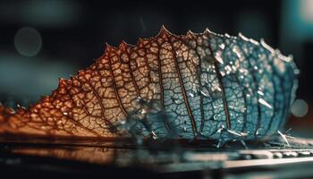 Herbst Blätter reflektieren beschwingt Farben im das nass Wald Nacht generiert durch ai foto