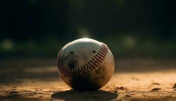 Baseball Schläger Treffer Ball, Zünden Flamme im wettbewerbsfähig Sport Dämmerung generiert durch ai foto