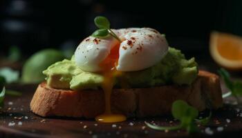 gegrillt Avocado und Gemüse Sandwich auf getoastet organisch Brot generiert durch ai foto