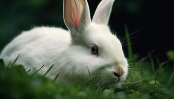 süß Baby Hase Sitzung im Grün Wiese, suchen flauschige und Sanft generiert durch ai foto