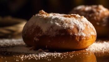 hausgemacht Brot gebacken mit organisch Mehl, ein rustikal Genuss generiert durch ai foto