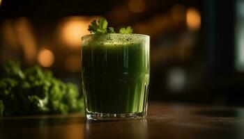 ein erfrischend Grün Smoothie, ein gesund Sommer- trinken mit Antioxidantien generiert durch ai foto