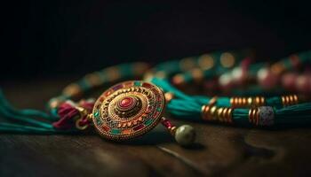 ein atemberaubend multi farbig Korn Halskette strahlt aus Eleganz und Schönheit generiert durch ai foto