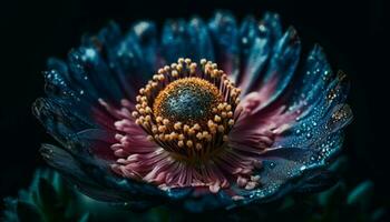 Makro Schönheit im Natur schließen oben von nass, multi farbig Gänseblümchen Blütenblatt generiert durch ai foto