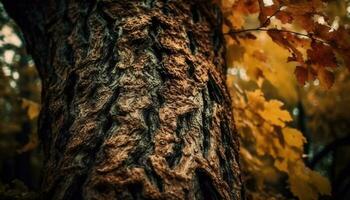 beschwingt Herbst Farben auf alt Ahorn Baum im still Wald generiert durch ai foto