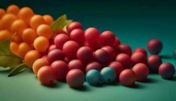 ein beschwingt, multi farbig Haufen von reif Obst zum Erfrischung generiert durch ai foto