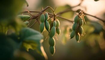 reif Oliven auf Zweig, ein Ernte von gesund organisch Essen generiert durch ai foto