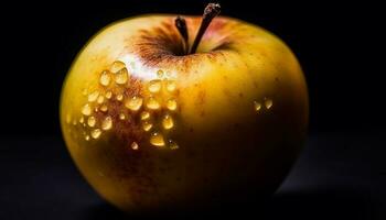 saftig Apfel Scheibe spiegelt Natur Frische im gesund Gourmet Snack generiert durch ai foto
