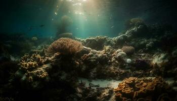 erkunden das beschwingt unter Wasser Seelandschaft offenbart natürlich Schönheit und Abenteuer generiert durch ai foto