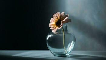 ein zart Gerbera Gänseblümchen im ein Glas Krug strahlt aus Frische generiert durch ai foto