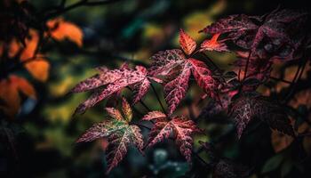 beschwingt Herbst Laub auf Ahorn Baum, Schönheit im Natur Farben generiert durch ai foto