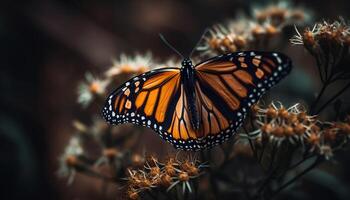 das Monarch Schmetterling Zerbrechlichkeit und Eleganz gefangen im schließen oben generiert durch ai foto