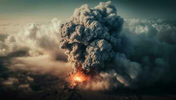 dramatisch Himmel explodiert mit Schönheit im Natur gefährlich Berg Landschaft generiert durch ai foto