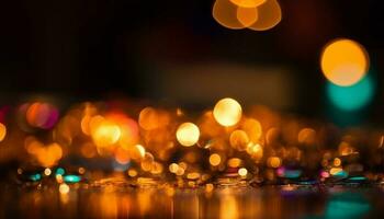ein glühend, multi farbig Hintergrund beleuchtet das Party mit Kerzenlicht generiert durch ai foto
