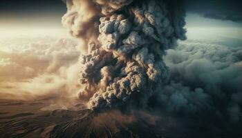 futuristisch Flammen explodieren im bedrohlich Himmel, umweltschädlich Natur Schönheit generiert durch ai foto