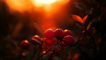 reif Beere Obst auf Zweig, beschwingt Farben im Natur Schönheit generiert durch ai foto