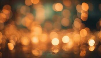 glänzend, glühend Weihnachten Beleuchtung erleuchten das defokussiert Nacht Hintergrund generiert durch ai foto
