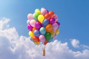 Regenbogen Ballon auf Himmel Hintergrund. Konzept von LGBTI. Kopieren Raum gemacht mit generativ ai foto