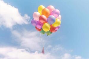 Regenbogen Ballon auf Himmel Hintergrund. Konzept von LGBTI. Kopieren Raum gemacht mit generativ ai foto