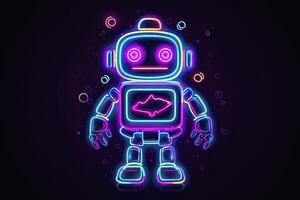 Roboter Symbol. bot Zeichen Design. Chatbot Symbol Konzept. Stimme Unterstützung Bedienung bot. Neon- icon.ai generativ foto