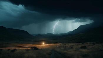 majestätisch Berg Bereich, bedrohlich Sturm Wolken versammeln generiert durch ai foto