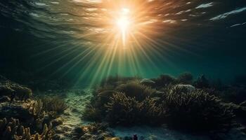 Reise unter Wasser zu erkunden das rot Meer generiert durch ai foto