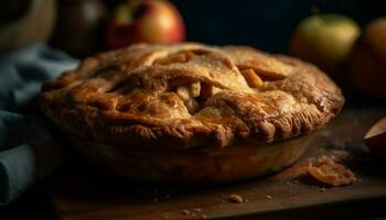 rustikal Apfel Kuchen, ein Süss Genuss zum Herbst Komfort Essen generiert durch ai foto