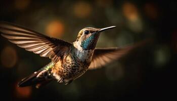 rufous Kolibri flattern Flügel im Mitte Luft generiert durch ai foto