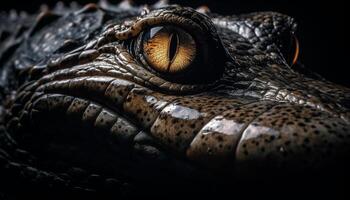 gefährlich Reptil Waage nass mit Furcht, Aggression sichtbar generiert durch ai foto
