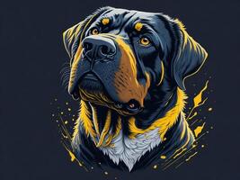 ein detailliert Illustration cool Ninja rottweil und Hund Gesicht t Hemden Design und Aufkleber ai generiert foto